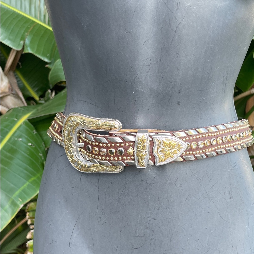 Kippys belt with silver gold and swarovski rhinestone stud work